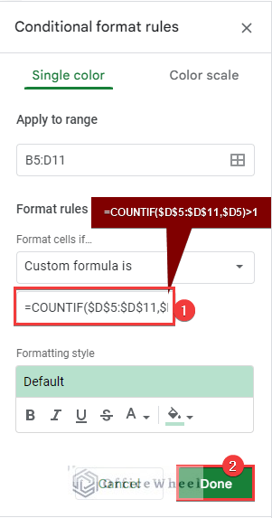 Highlight Entire Row for Duplicates in Single Column using conditional formatting